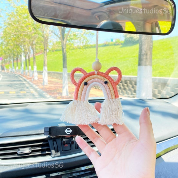 Macrame car mirror hanger deals