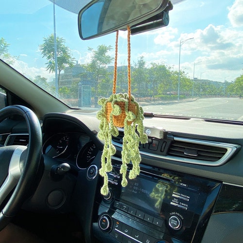 Crochet Sunny Doll Car Mirror Hanging Doll Decor Rear View Etsy
