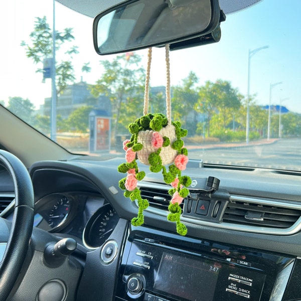 Car Plants, Succulent Car Plant Decor, Car Plant Hanging, Crochet Hanging Plants, Car Accessories For Women