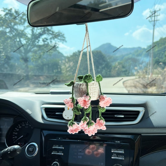 5-Piece Daisy Resin Flower Car Decor - Springy Dashboard Ornaments For Women, Cute Interior Accessories - View #2