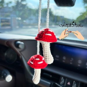 Crochet Mushrooms, Mushroom Car Charm, Mushroom Car Decor, Crochet Decor, Cute Mushrooms Car Decor