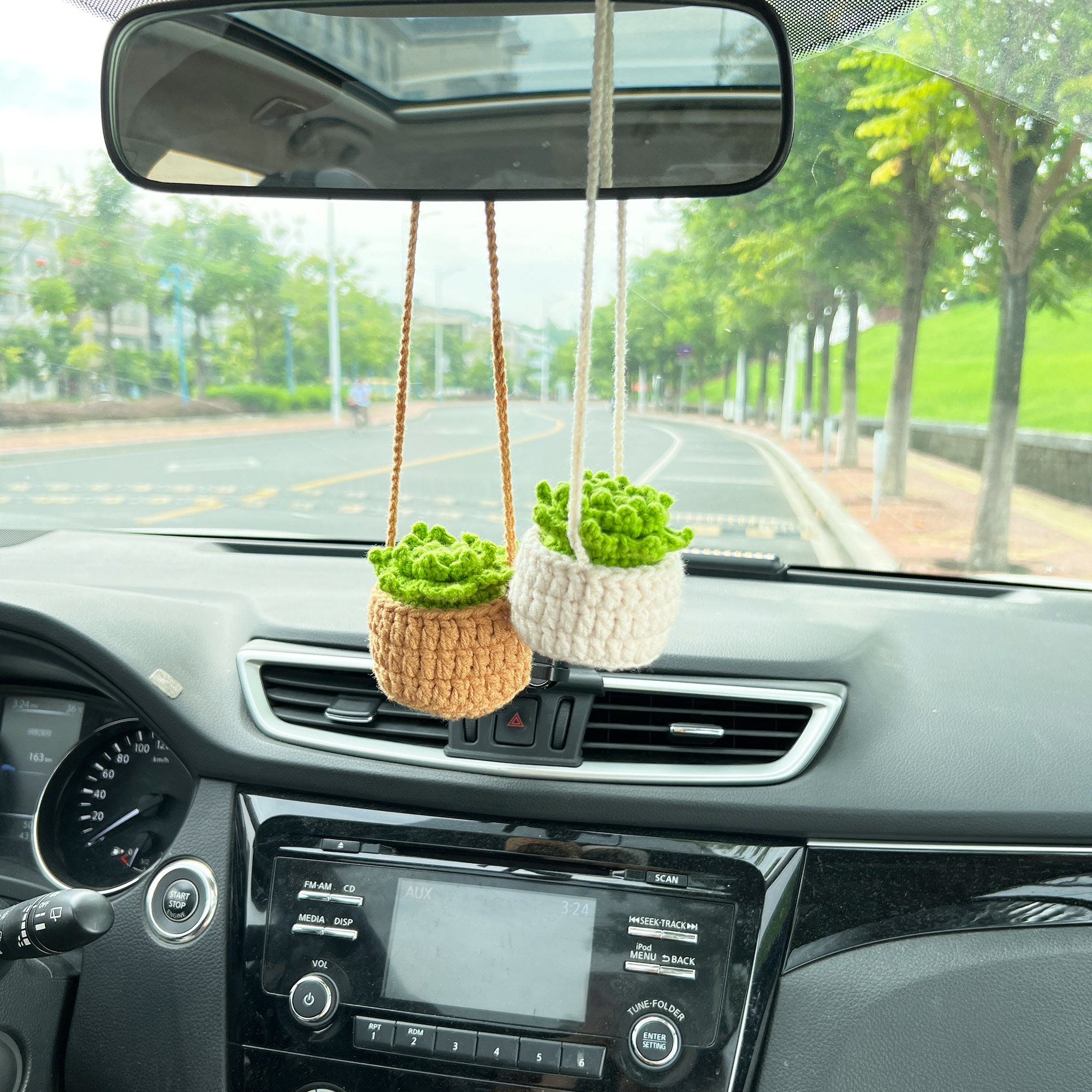 Auto Pflanze, häkeln Pflanzen hängen, Sukkulenten Auto Spiegel