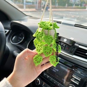 Car Plant, Crochet Monstera Plant, Plant Lover Decor, Monstera Decor ,Houseplant Decor, Crochet Hanging Plants, Car Accessories For Women