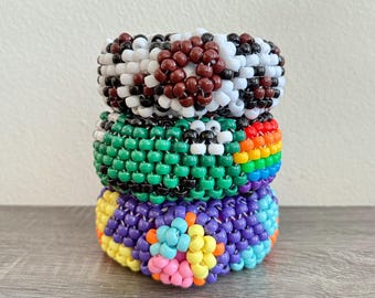 Nyan Cat Hidden Flask Beaded Kandi Cuff Bracelet – Colorful Kandi