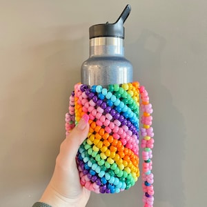 CUSTOM Kandi Water Bottle Carrier Bag - Hand Beaded, Made to Order - Rave Accessories - Beaded Kandi Purse
