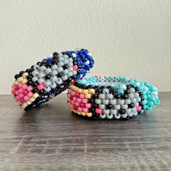 Nyan Cat Hidden Flask Beaded Kandi Cuff Bracelet – Colorful Kandi Rave Accessory, Secret Flask Jewelry for Festivals, Parties, Concert