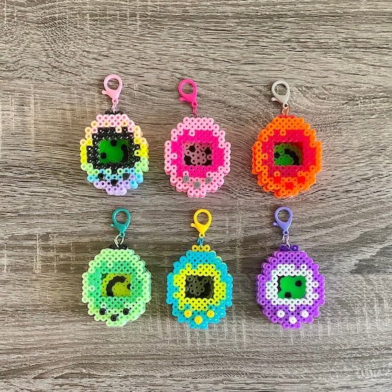 Tomagachi Shaker Keychain - 3D Kandi Perler Charm - Unique