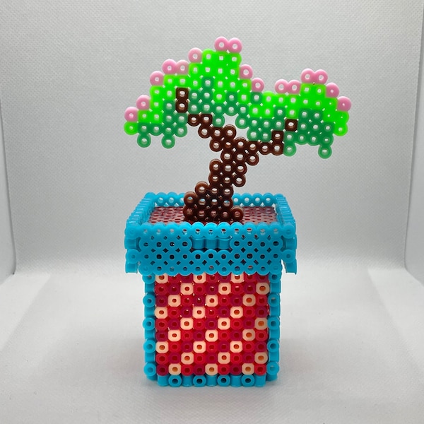 Bonsai Tree Box - Handmade Small Jewelry Box, Gift, Keepsake, Trinket Box - Collapsible - Potted Plant Beaded Box - Kandi Perler Home Decor