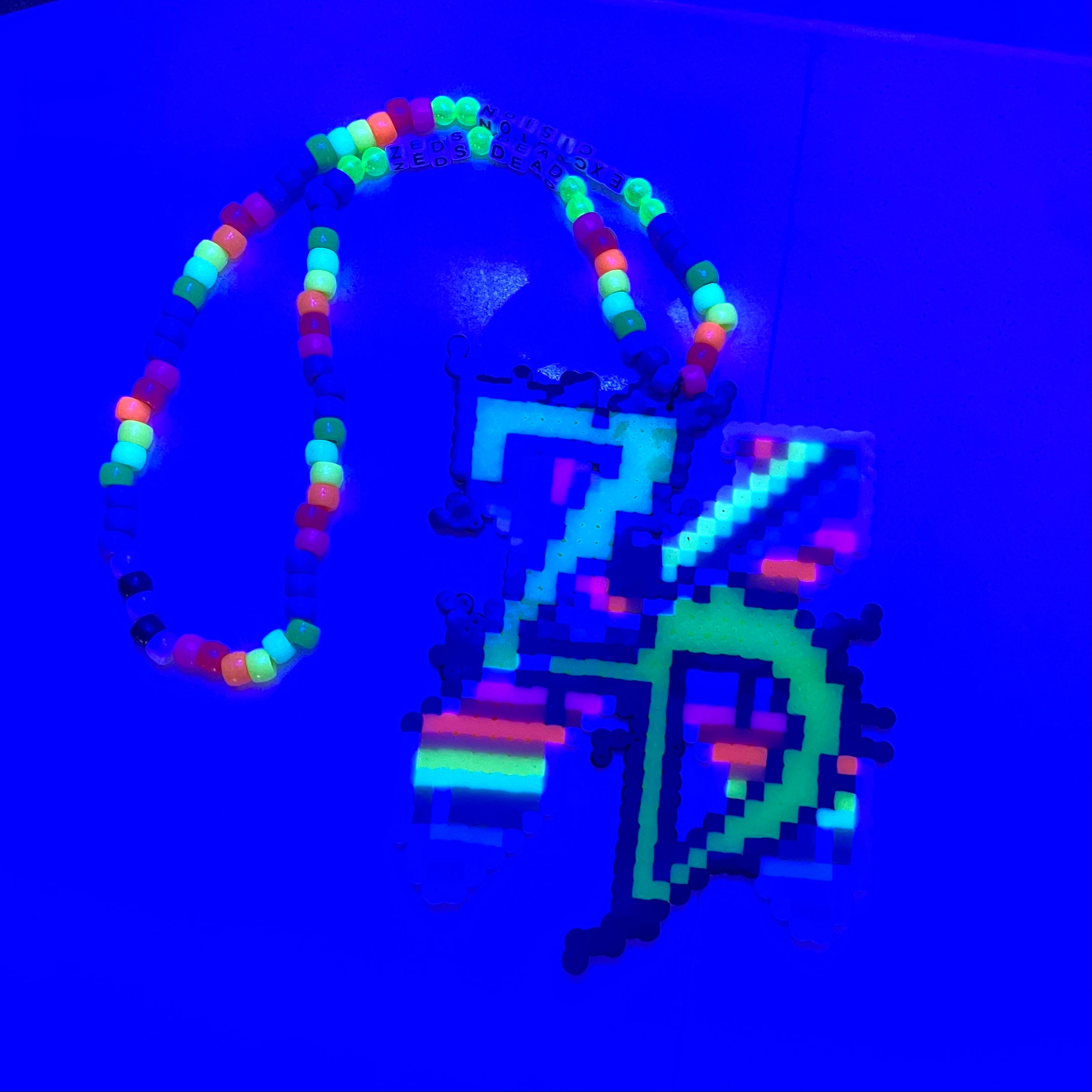 Zeds Dead / Excision B2B Perler Kandi Necklace - Rainbow