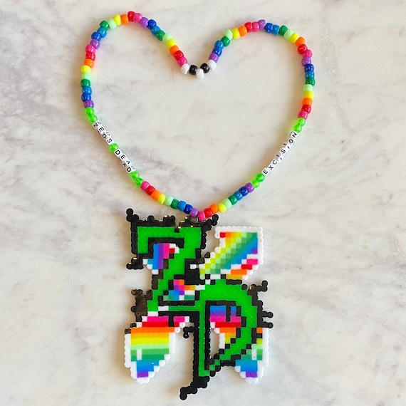 ⭐︎Bead⭐︎ Zeds Dead / Excision B2B Perler Kandi Necklace - Rainbow