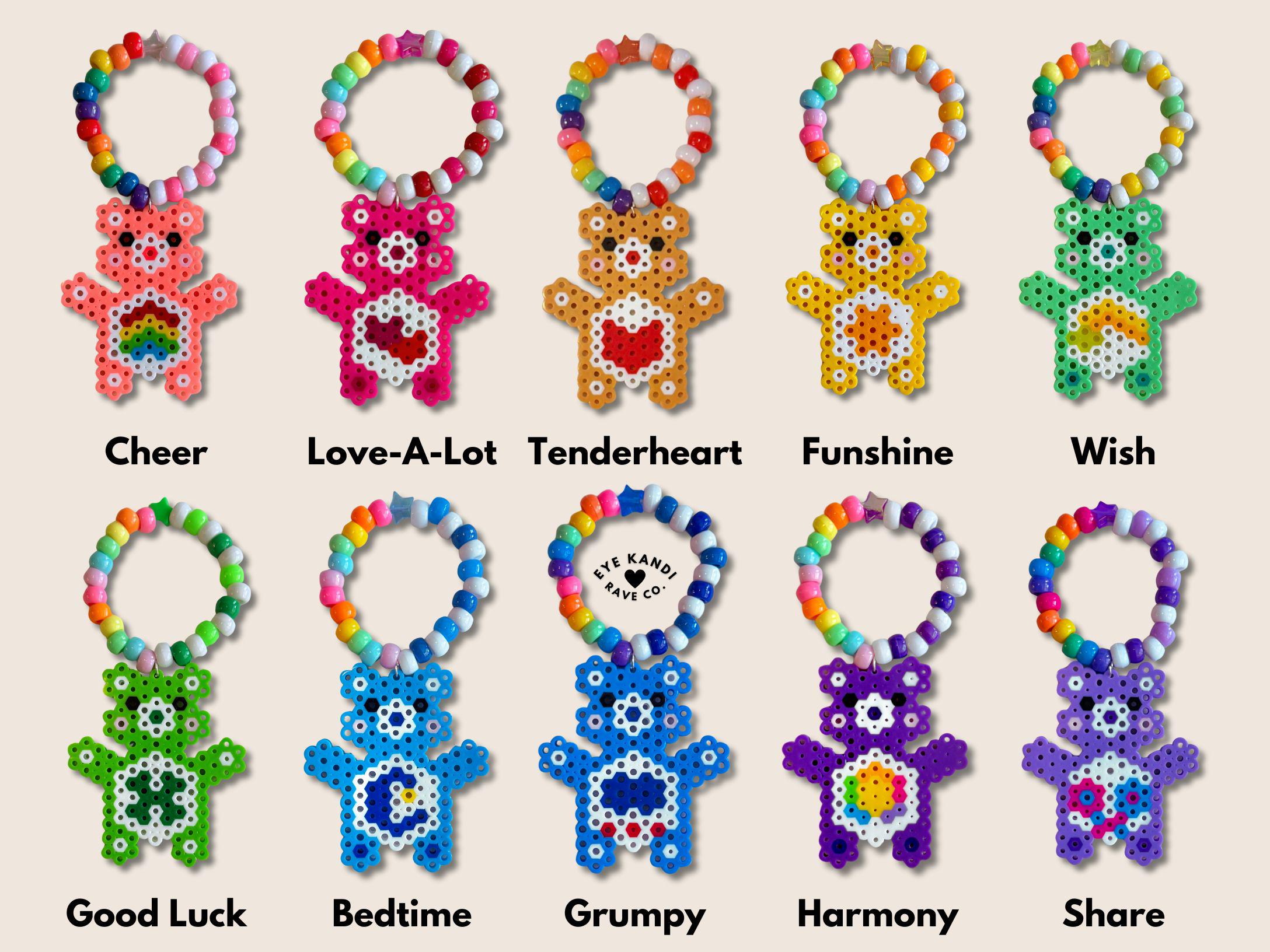 Collier LED Perler Bear - Lumière Dansante Pour Rave Kandi Hama - Neuf En Boîte