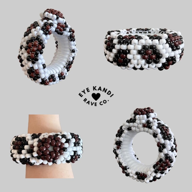 Bead Ring Rave Hidden Flask Beaded Cuff Bracelet – Colorful Kandi Rave Accessory ...