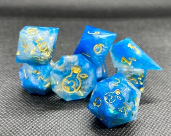 Lapis lazuli-dobbelstenenset, 8-delige harsdobbelstenen met scherpe randen