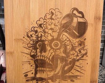 Skull Coffee Cutting Board Halloween Gift NEW DESIGN