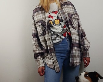 90s Red White and Blue Flannel | Vintage Grunge Shirt | Outdoor Outerwear Shirt | Oversized Shirt | Shacket