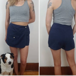 90s Navy Skort Cargo Skirt Vintage Mini Skirt School Girl Skirt Streetwear Women Minimalist Y2k Skirt Vintage Skort Coco Blue image 1