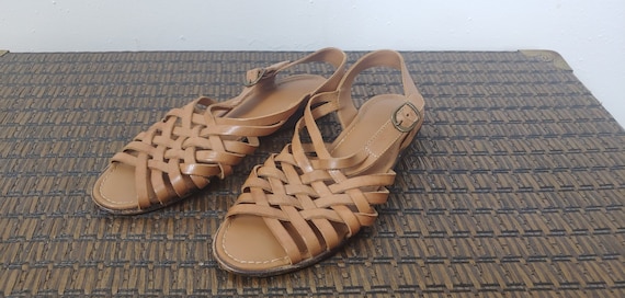 Vintage Leather Strappy Sandal | Gladiator Sandal… - image 1