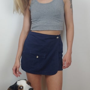 90s Navy Skort Cargo Skirt Vintage Mini Skirt School Girl Skirt Streetwear Women Minimalist Y2k Skirt Vintage Skort Coco Blue image 6