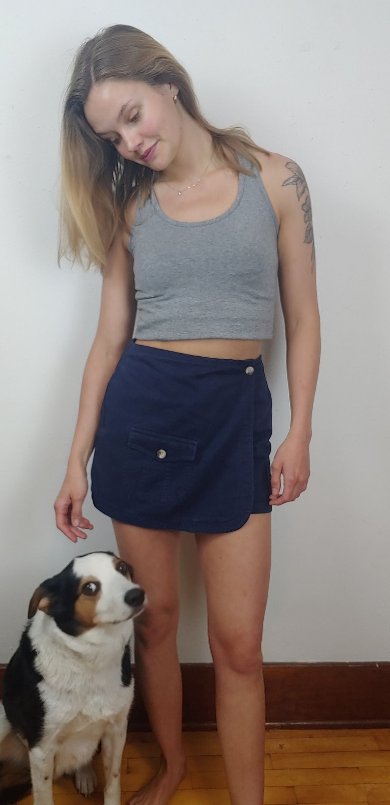 90s Navy Skort Cargo Skirt Vintage Mini Skirt School Girl Skirt Streetwear Women Minimalist Y2k Skirt Vintage Skort Coco Blue image 6