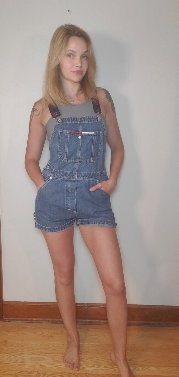 90s Tommy Hilfiger Short Overalls Denim Short Overalls Tommy