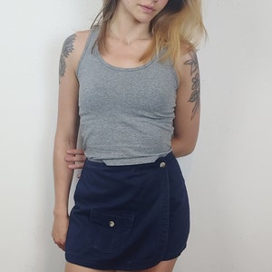 90s Navy Skort Cargo Skirt Vintage Mini Skirt School Girl Skirt Streetwear Women Minimalist Y2k Skirt Vintage Skort Coco Blue image 2