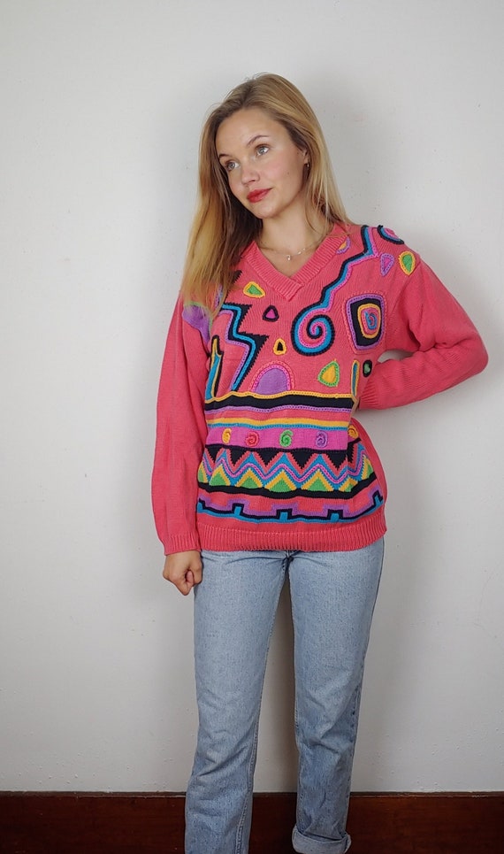 90s Sweater | Abstract Sweater | Statement Sweate… - image 1