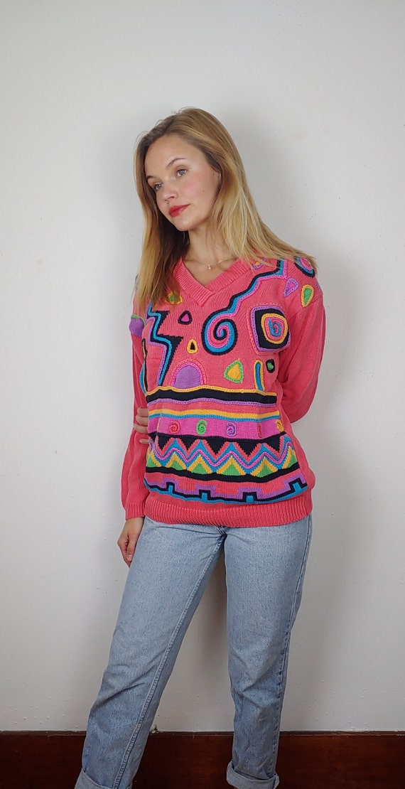 90s Sweater | Abstract Sweater | Statement Sweate… - image 3