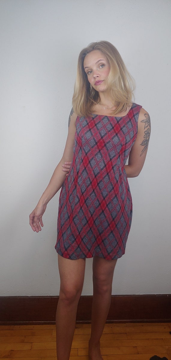 90s Plaid Mini Dress | 90s School Girl Dress | Vi… - image 2