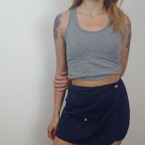 90s Navy Skort Cargo Skirt Vintage Mini Skirt School Girl Skirt Streetwear Women Minimalist Y2k Skirt Vintage Skort Coco Blue image 5