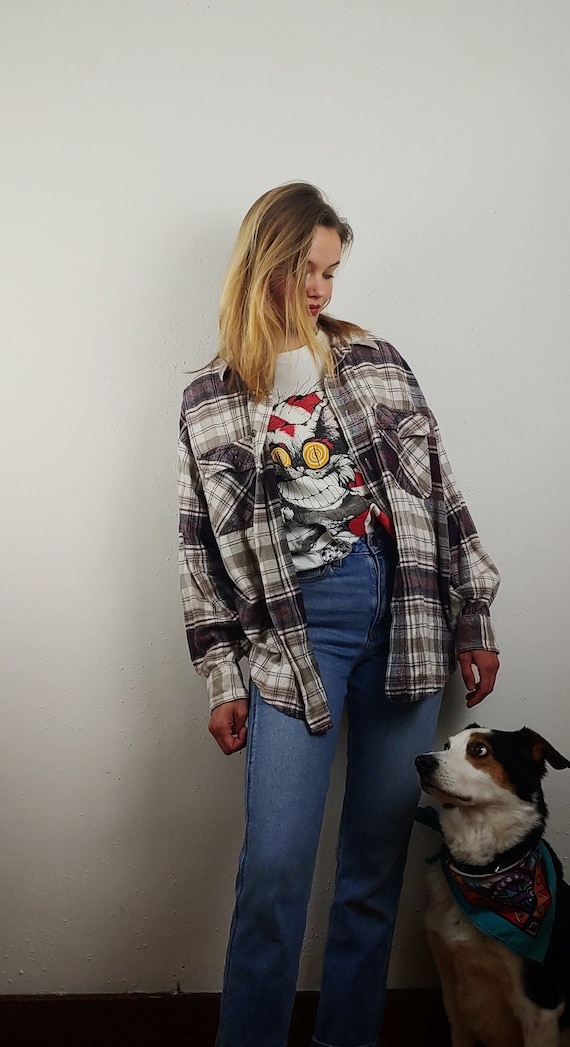 90s Red White and Blue Flannel | Vintage Grunge Sh