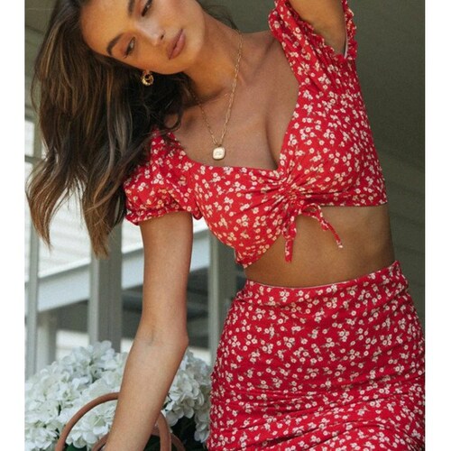 2022 Summer Women Two Piece Sets Boho Floral Skirts Sets - Etsy