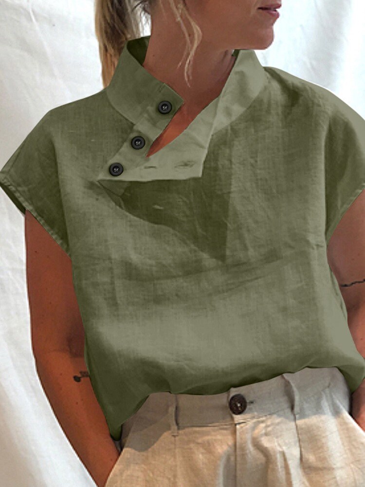 Celmia Women Short Sleeve Blusas 2022 Summer Cotton Linen - Etsy