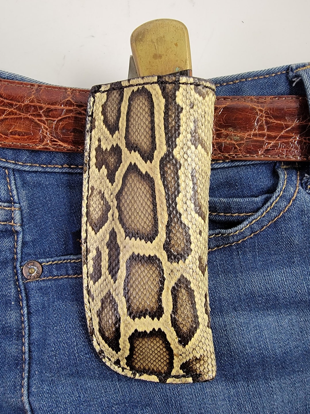 Real Burmese Python Snake Skin Knife Sheath Buck 110 Handmade Etsy