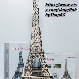 Puzzle 3D en bois représentant la tour Eiffel 234 pièces - hauteur 108 cm. Nouvelle version. Assemblage sans colle. Échelle - 1 : 300.