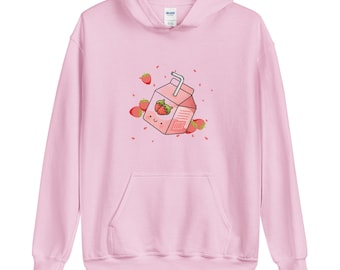 Kawaii Strawberry Milk Hoodie-kawaii shirt,harajuku clothing,aesthetic shirt,kawaii clothing,kawaii clothes,kawaii tshirt,aesthetic clothing