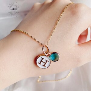 Collar con piedra de nacimiento, joyería personalizada, collar con letra inicial y piedra de nacimiento, regalo de cumpleaños, regalo de boda, amistad y amor