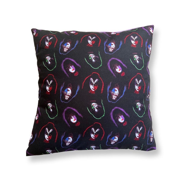 KISS SOLO album fabric pillows with inserts. Classic Rock and Roll music band.  15x15 with purple flannel back. Pillow insert included.