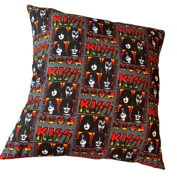 Kiss Band “End of the Road” 15x15 pillow. Handmade Pillow with hypoallergenic insert.  15x15 insert included. Envelope style closing.