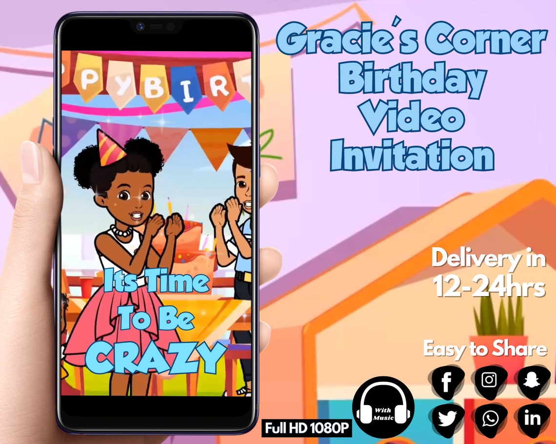 Gracies Corner Birthday Invitation Video Gracie's Corner Etsy