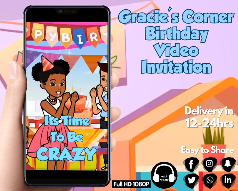 Gracies Corner Birthday Invitation Video Gracie's Corner Etsy