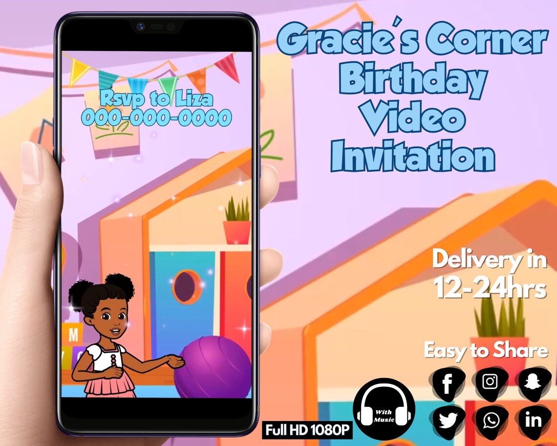 Gracies Corner Birthday Invitation Video Gracie's Corner Etsy