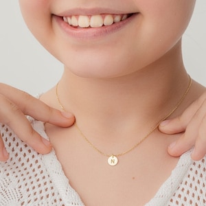 925 Silver|Gold Custom Initial Necklace • 14K Solid Gold / 925 Sterling Silver Initial Engraved Coin Pendant • Birthday Gift
