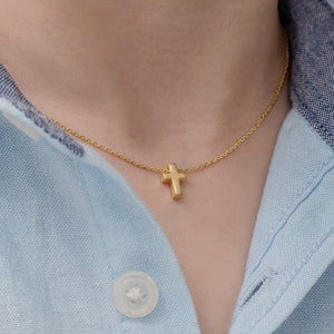 Kids Dainty Cross Necklace • Unisex Cross Necklace in Gold | Rose Gold Filled for babies • Christmas | Birthday Gift