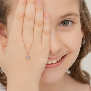 Custom Kids Birthstone Necklace SilverGold FilledRose Gold Filled Gemstone Necklace For Kids Gift from Mom image 1