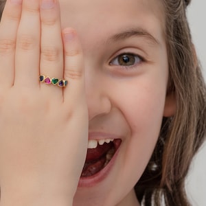 1-2-3-4-5 Birthtones Family Ring • Custom Birthstone Ring for Kids • Kids Friendship Ring • Gift from Mom