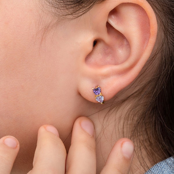 925 Silver Custom Birthstone Earrings for Kids • Mom-Daughter | Dad - Daughter Birthstone Earrings for baby girls • Birthday Gift