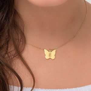 Custom Butterfly Initial Necklace 925 Sterling Silver Butterfly Pendant Little Girls' Cute Charm Necklace Birthday Gift image 6