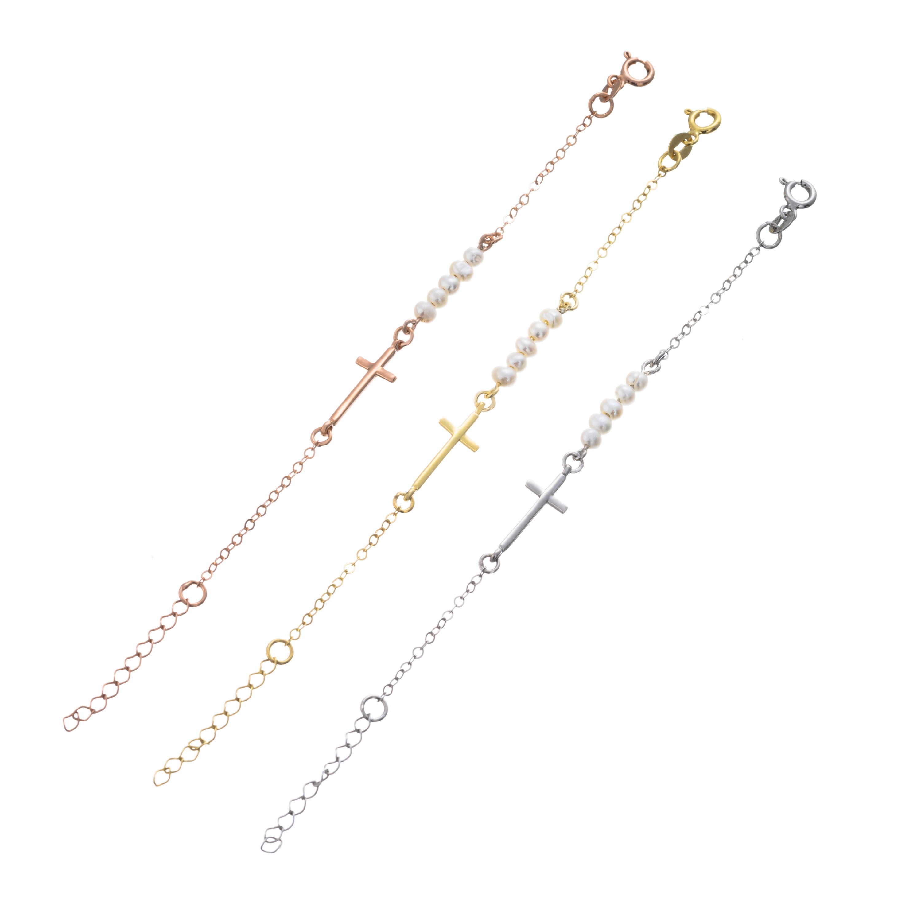 Personalized Initial Bracelet with Cross & Pearl, Faith Jewelry for Kids, Unisex Kids Bracelet, Birthday Gift, Gift for Girl/Boy