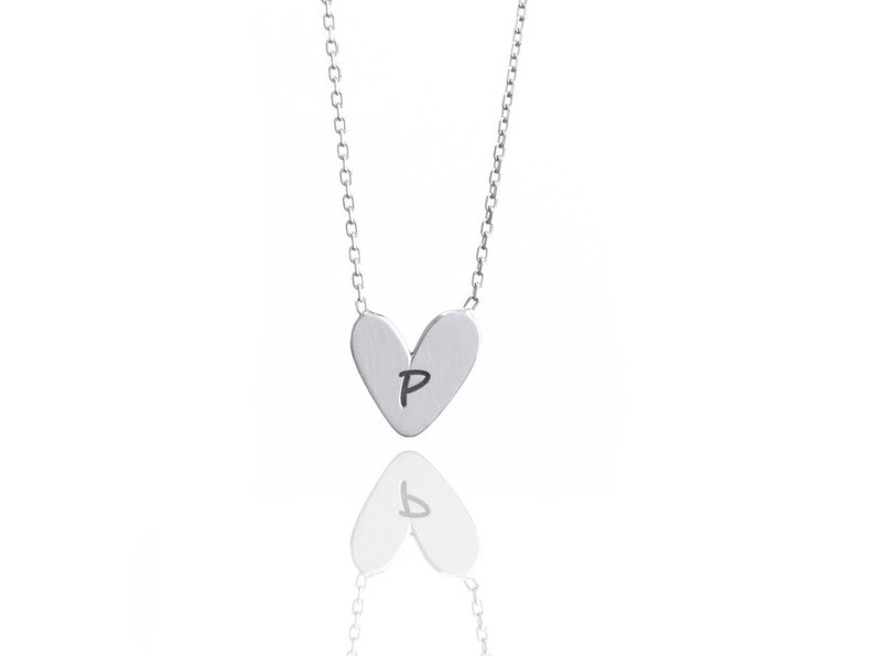 Personalized Initial Necklace 925 Silver Initial Engraved Heart Pendant Special Gift for Your Daughter/Son image 7