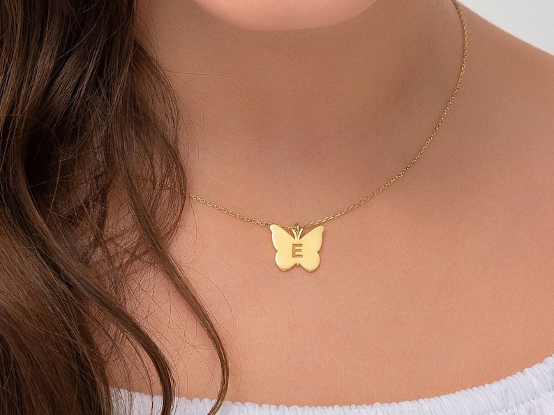 Custom Butterfly Initial Necklace 925 Sterling Silver Butterfly Pendant Little Girls' Cute Charm Necklace Birthday Gift image 6